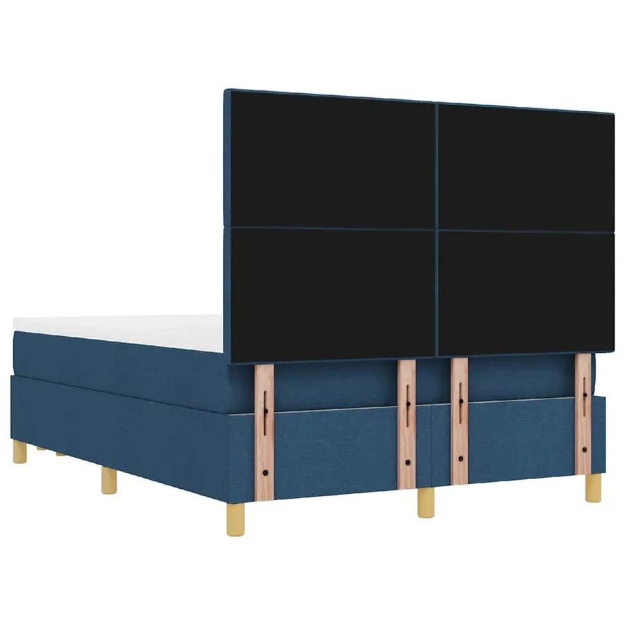 Lit à ressorts avec tête de lit Bleu 190 x 140 cm tissu - 10