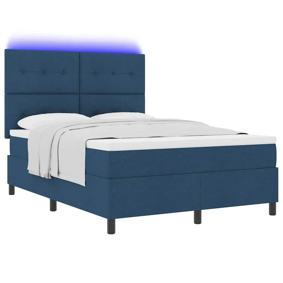 Lit à ressorts avec bandes LED Bleu 140 x 200 cm tissu - 3