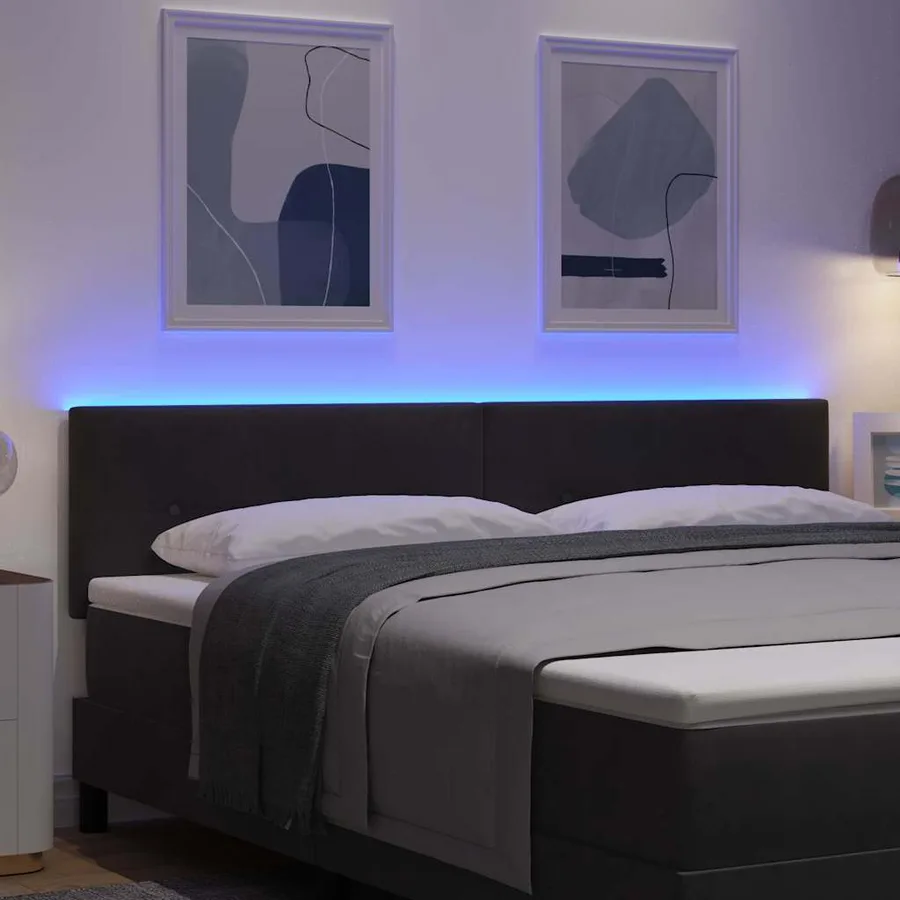 Tête de lit LED avec bandes LED Noir 180 cm Velours - 4