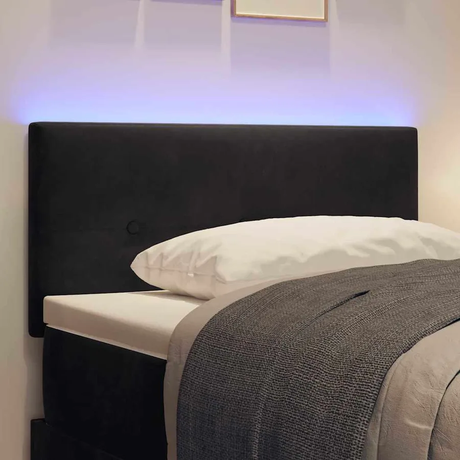 Tête de lit LED avec bandes LED Noir 80 cm Velours - 4