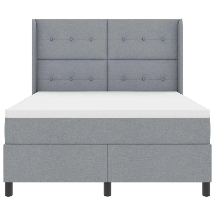 Lit à ressorts avec coussin Gris clair 200 x 140 cm tissu - 7