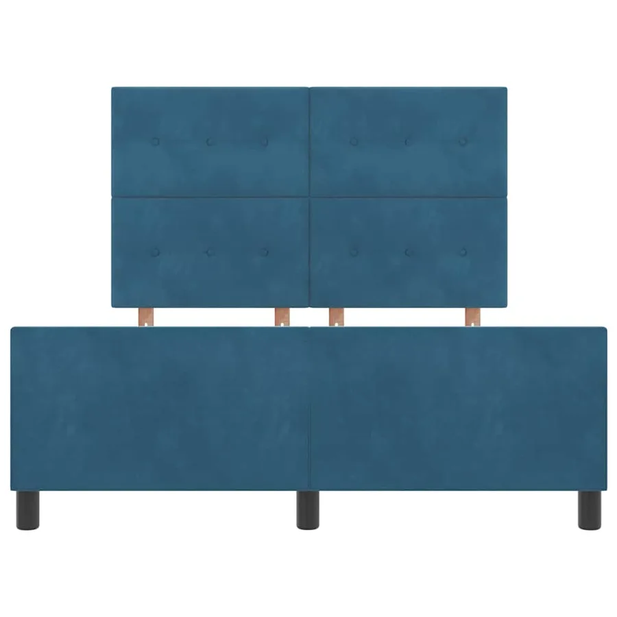 Lit à ressorts avec tête de lit Bleu foncé 140 x 190 cm Velours - 7