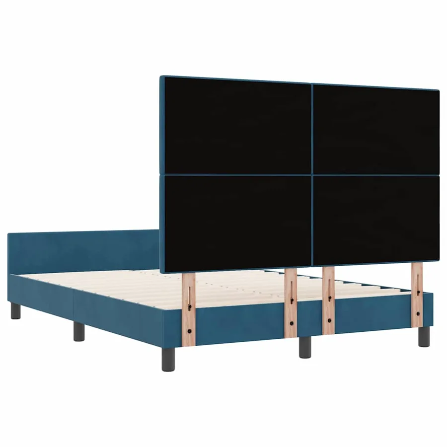 Lit à ressorts avec tête de lit Bleu foncé 140 x 190 cm Velours - 9