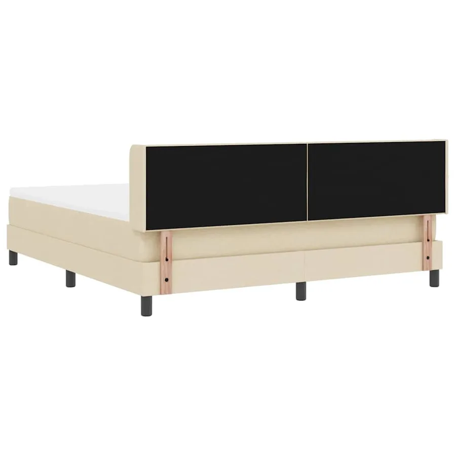 Lit à ressorts avec tête de lit Crème 200 x 180 cm tissu - 9