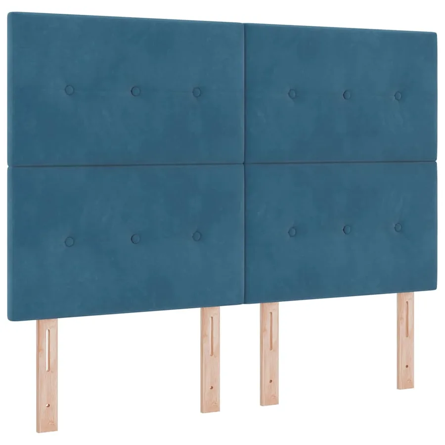 Lit à ressorts avec tête de lit Bleu 140 x 190 cm Velours - 6