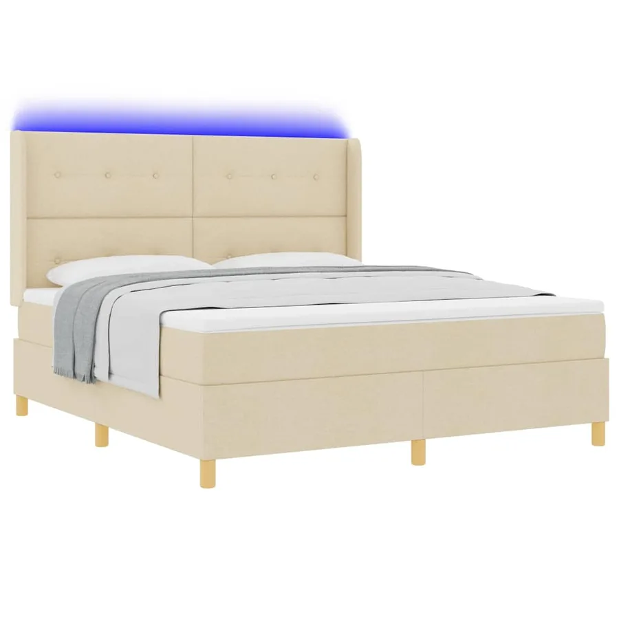 Lit à ressorts avec bandes LED Crème 180 x 200 cm tissu - 3