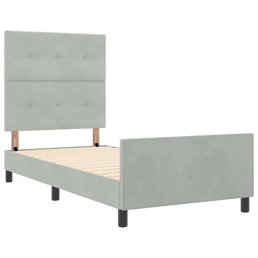 Lit à ressorts avec tête de lit Gris clair 80 x 200 cm Velours - 5