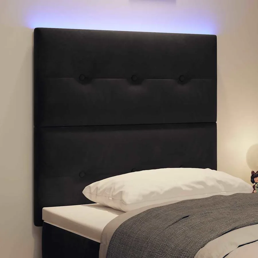 Tête de lit LED avec bandes LED Noir 100 cm Velours - 4