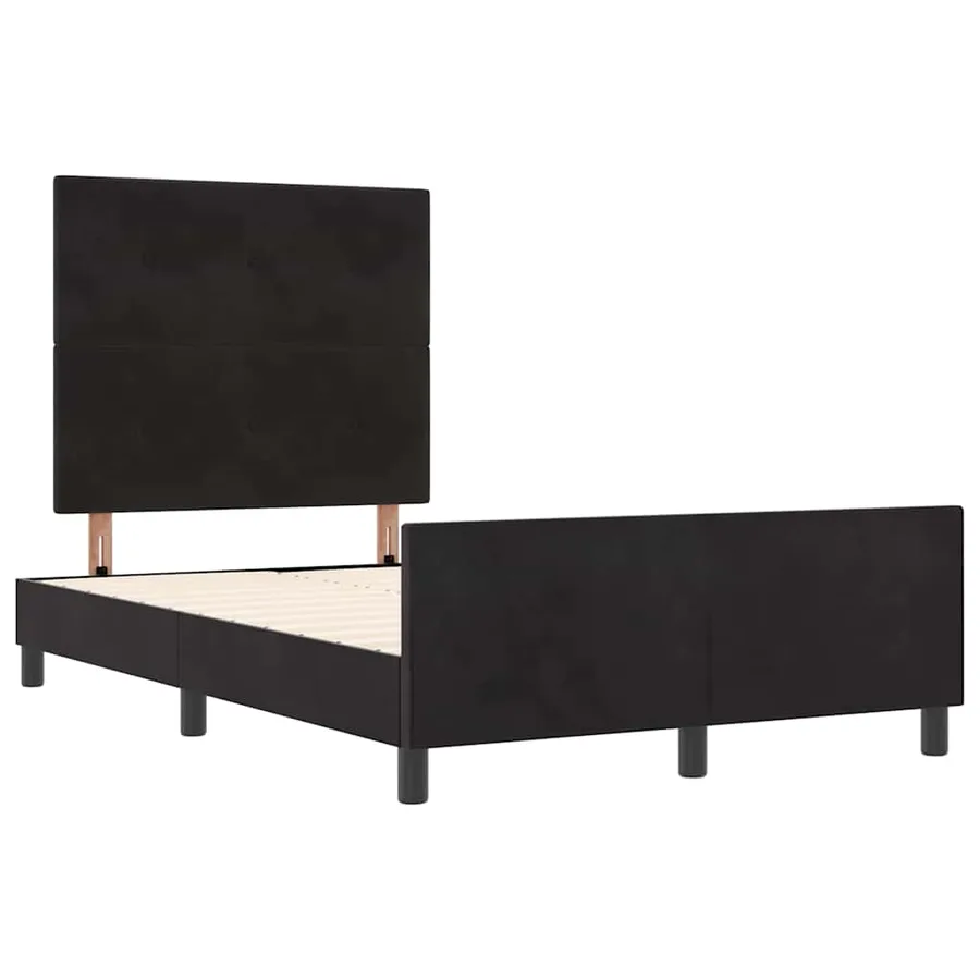 Lit à ressorts avec tête de lit Noir 120 x 190 cm Velours - 5