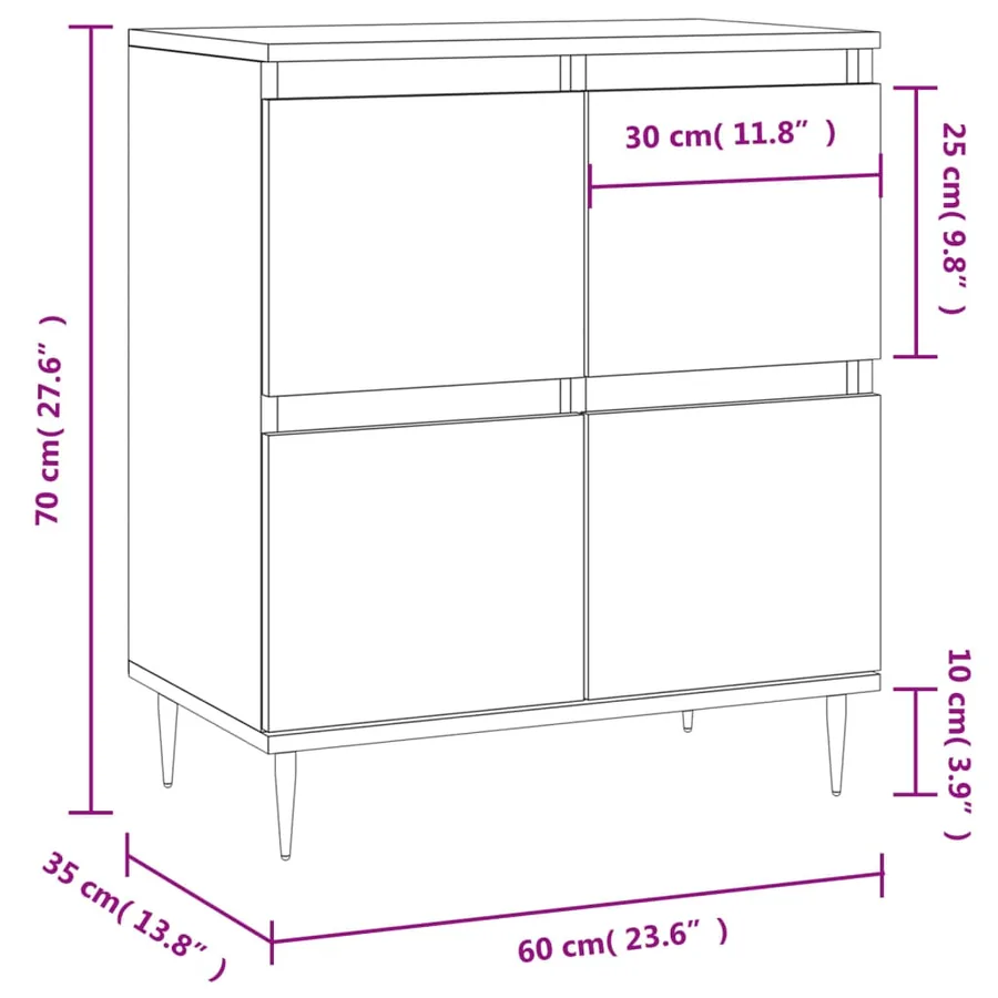 Buffet Blanc 60x35x70 cm Bois d'ingénierie - 11
