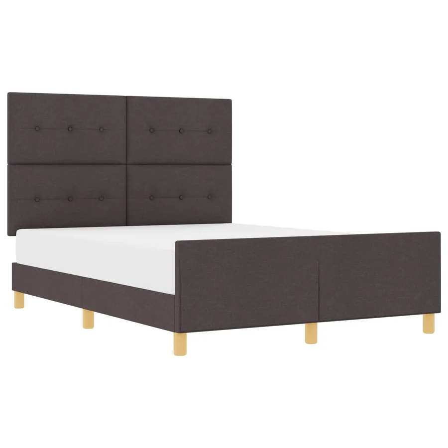 Cadre de lit avec tête de lit Marron foncé 140 x 190 cm tissu - 2