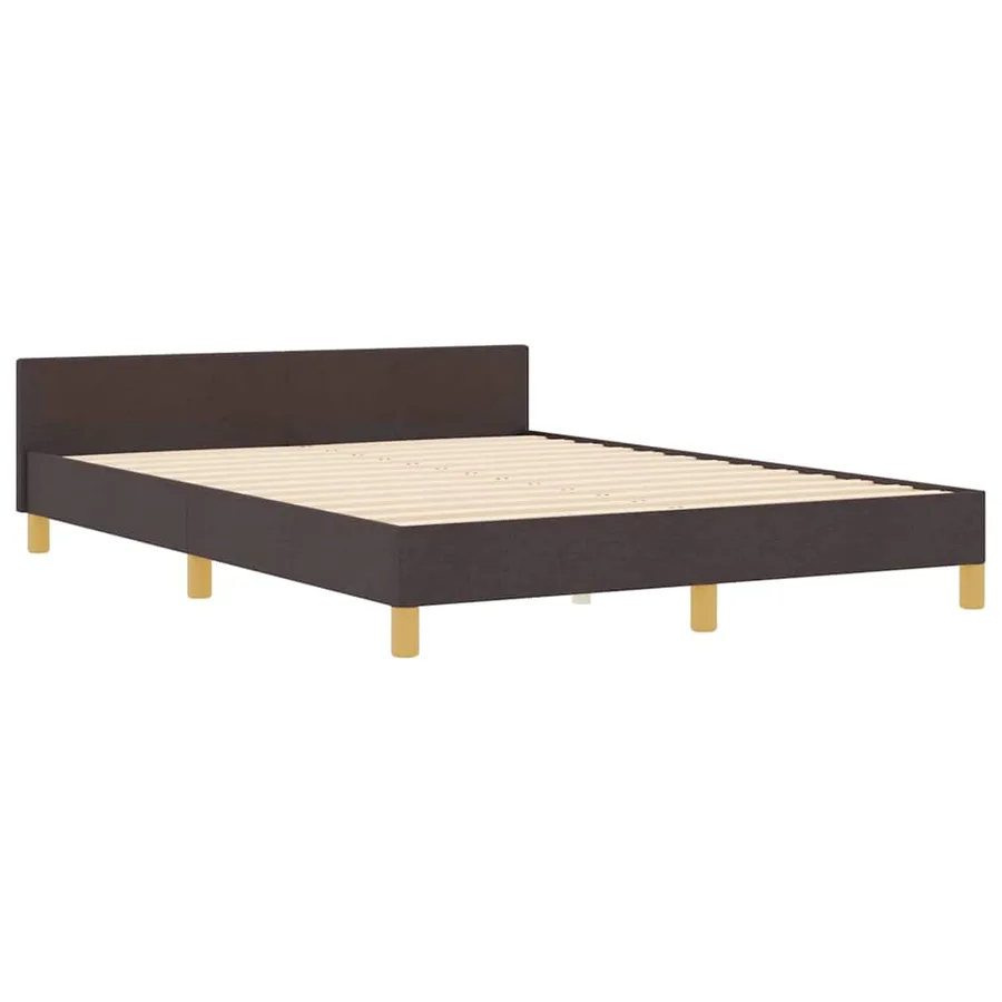 Cadre de lit avec tête de lit Marron foncé 140 x 190 cm tissu - 4