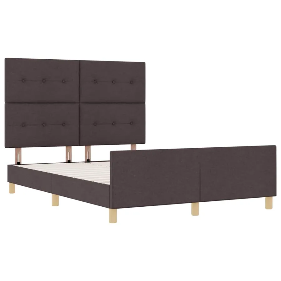 Cadre de lit avec tête de lit Marron foncé 140 x 190 cm tissu - 5