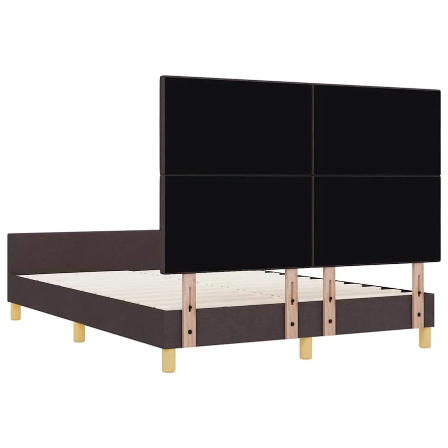 Cadre de lit avec tête de lit Marron foncé 140 x 190 cm tissu - 9