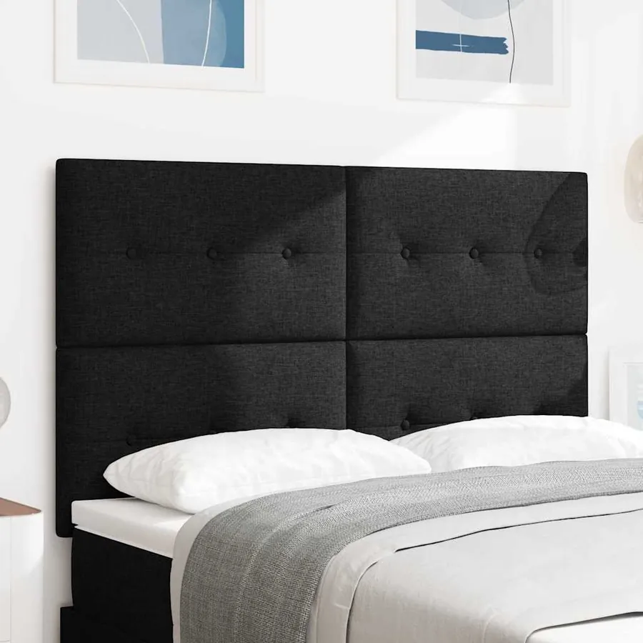 Tête de lit LED avec bandes LED Noir 160 cm tissu
