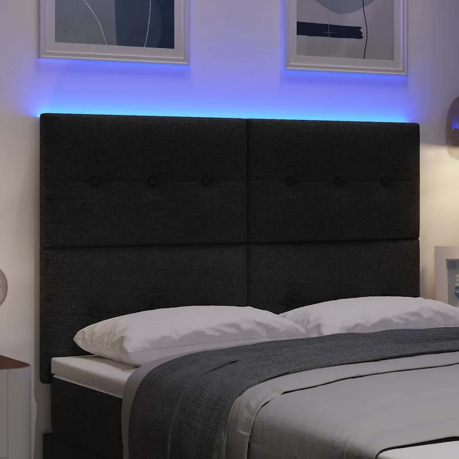 Tête de lit LED avec bandes LED Noir 160 cm tissu - 4