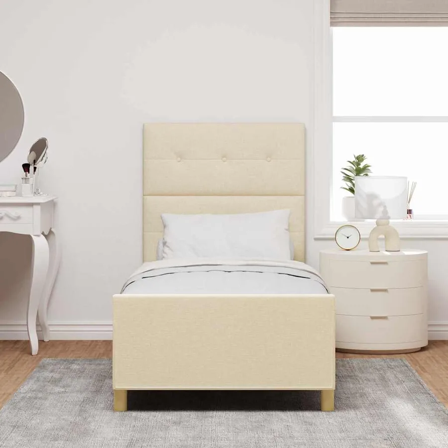 Cadre de lit avec tête de lit Crème 100 x 200 cm tissu - 3