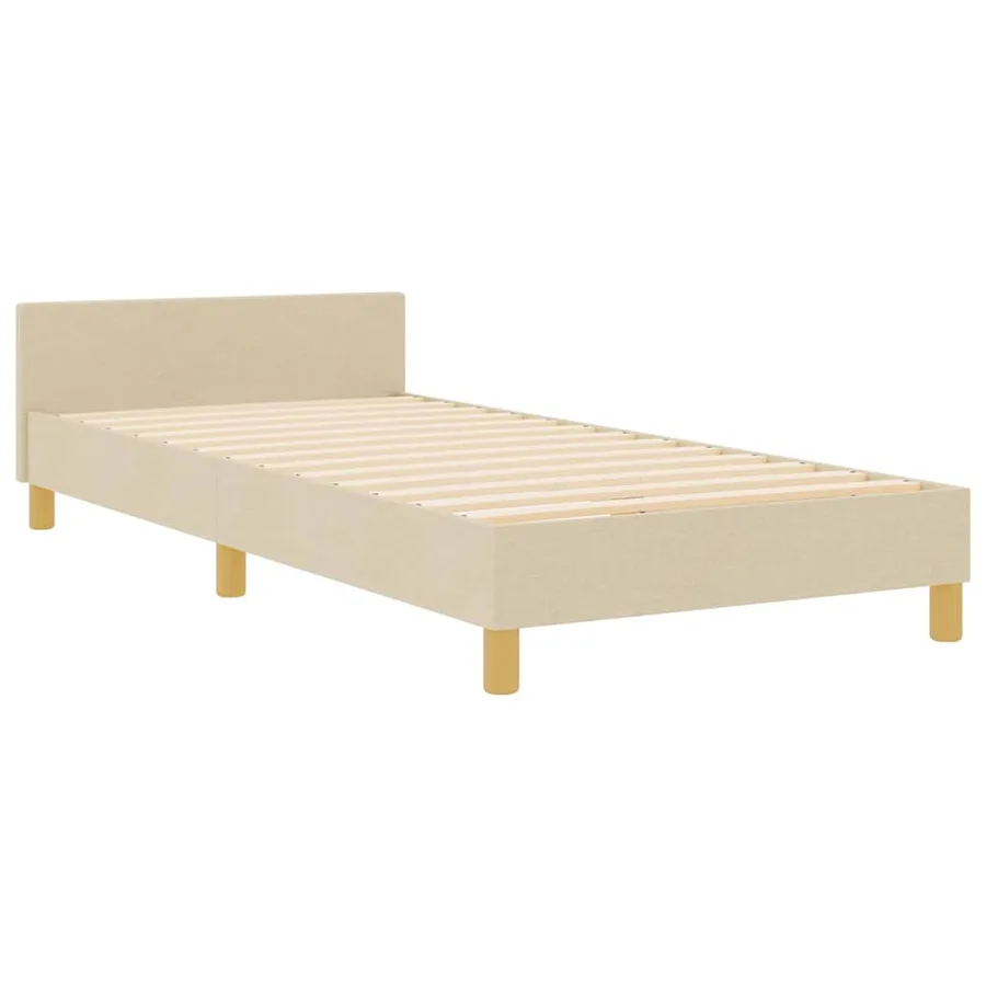 Cadre de lit avec tête de lit Crème 100 x 200 cm tissu - 4