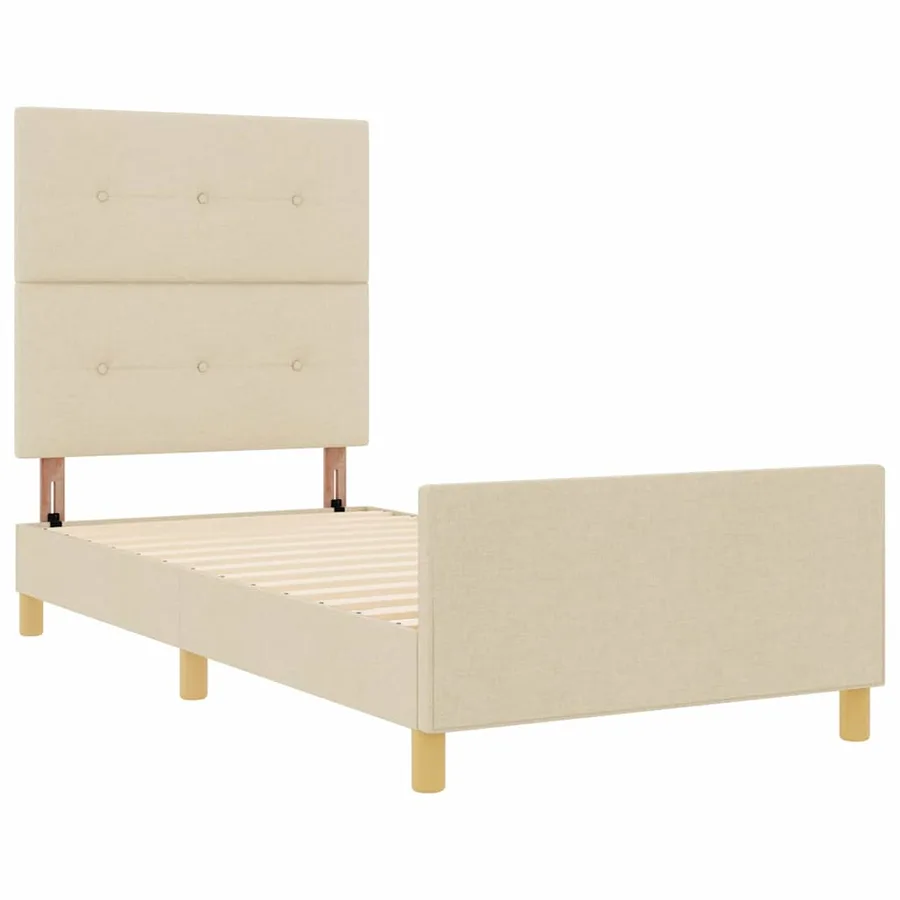 Cadre de lit avec tête de lit Crème 100 x 200 cm tissu - 5