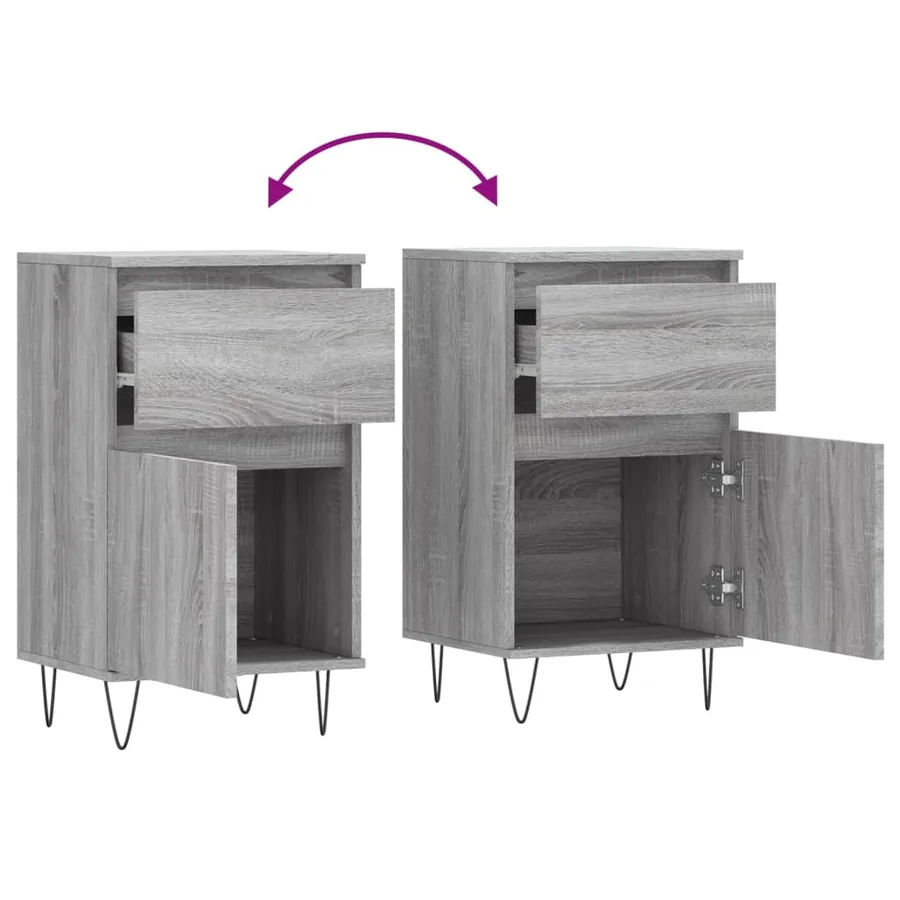 Buffets 2 pcs sonoma gris 40x35x70 cm bois d'ingénierie - 10