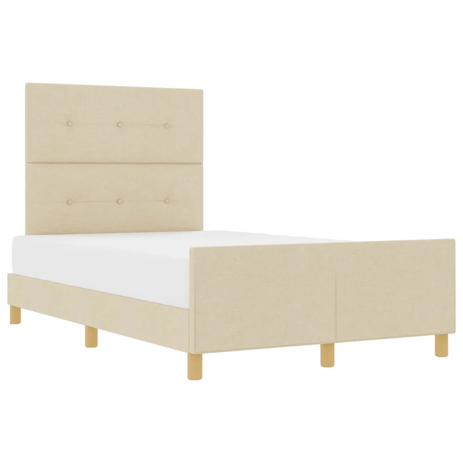 Cadre de lit avec tête de lit Crème 120 x 190 cm tissu - 2