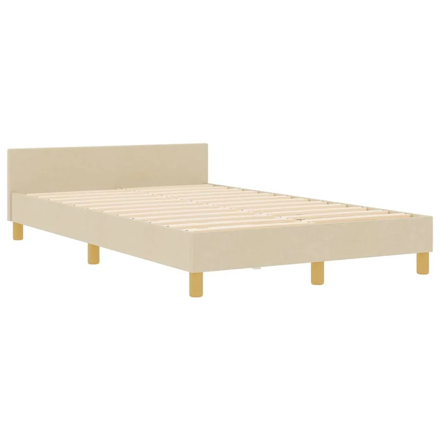 Cadre de lit avec tête de lit Crème 120 x 190 cm tissu - 4