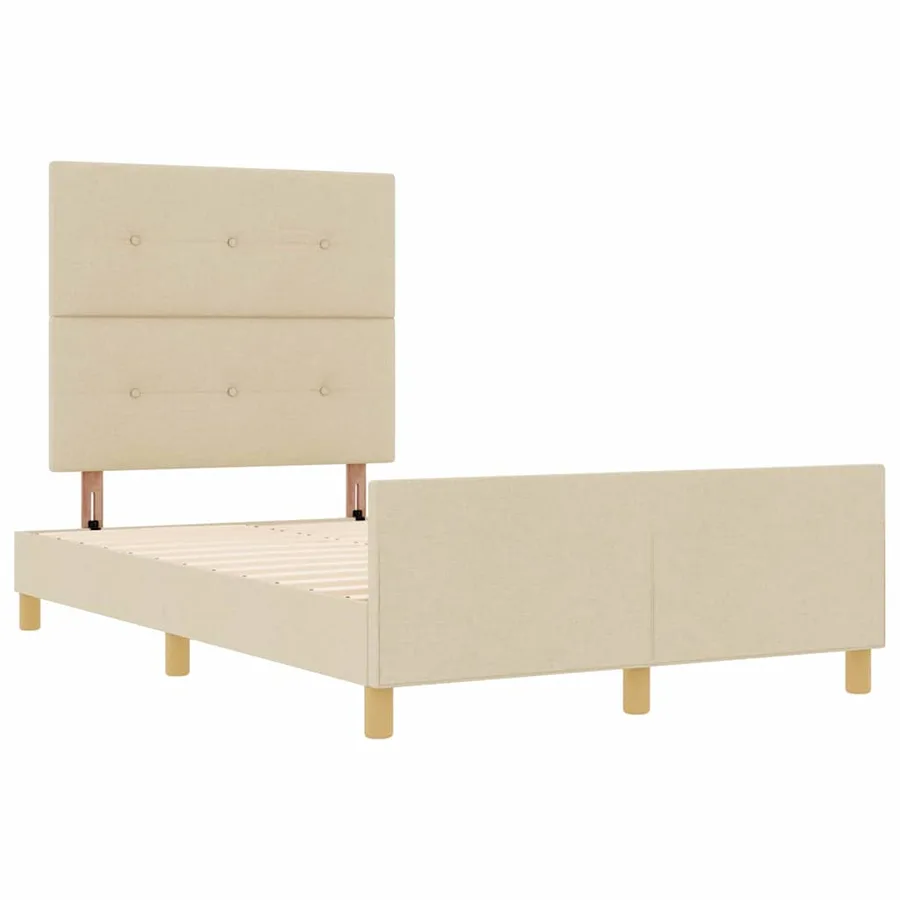 Cadre de lit avec tête de lit Crème 120 x 190 cm tissu - 5
