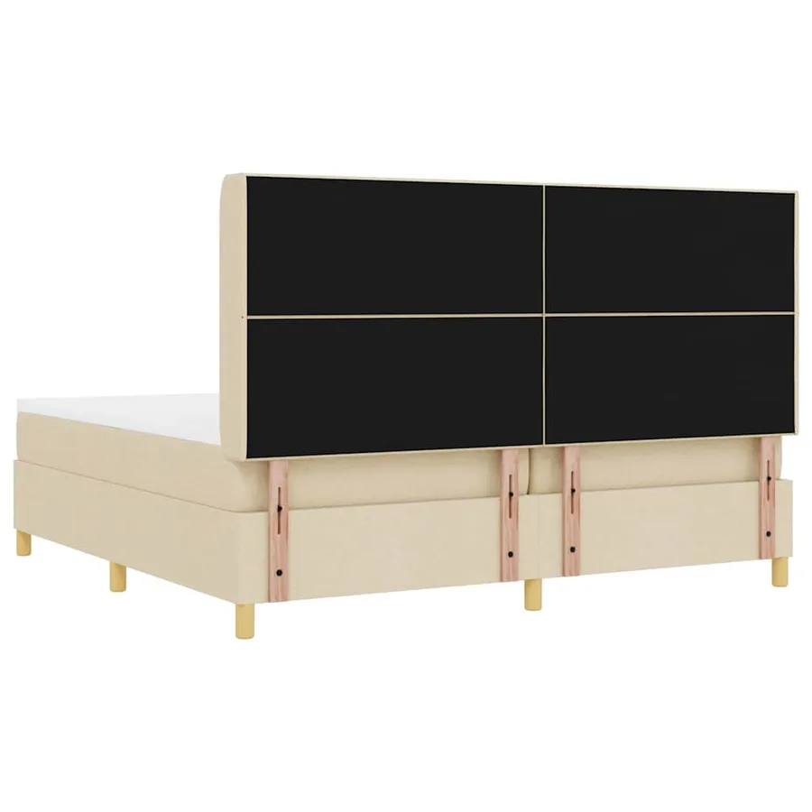 Lit à ressorts avec bandes LED Crème 200 x 200 cm tissu - 8