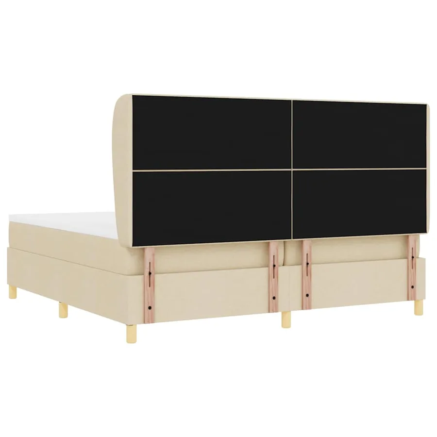 Lit à ressorts avec tête de lit Crème 200 x 200 cm tissu - 9