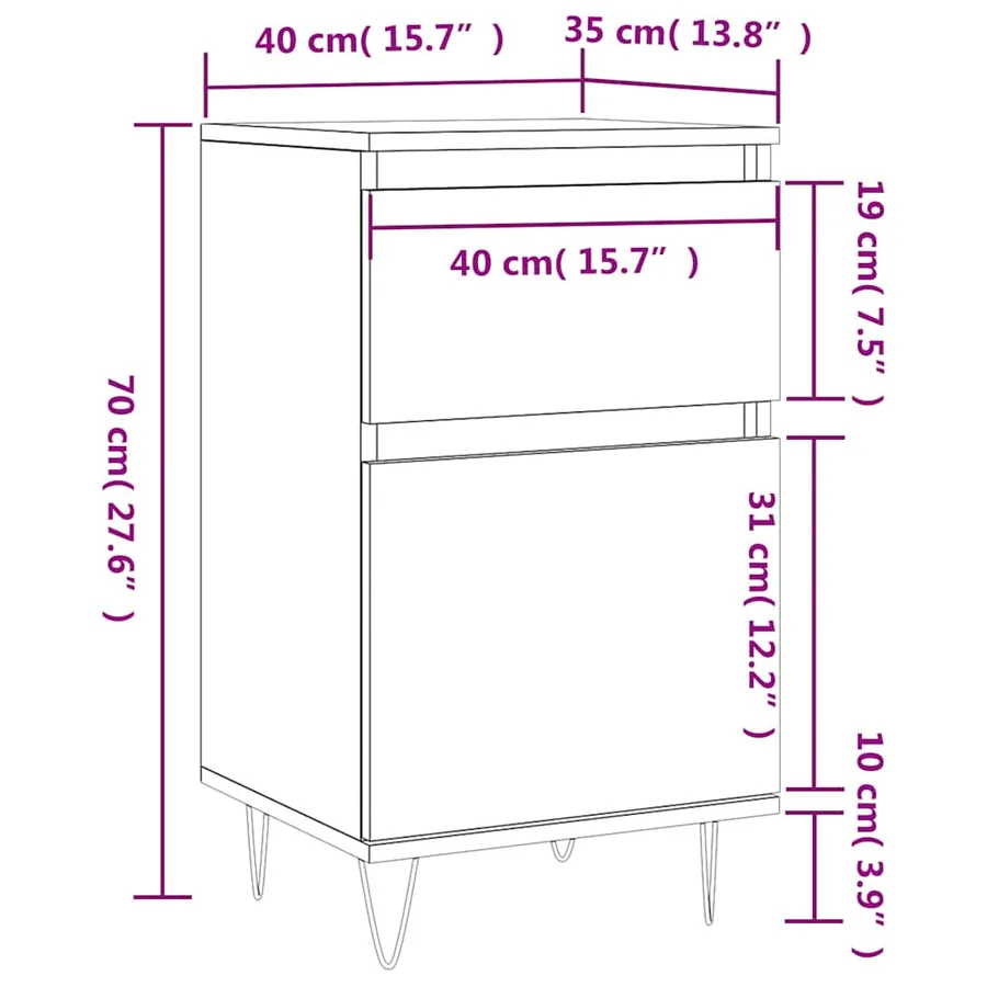 Buffets 2 pcs blanc 40x35x70 cm bois d’ingénierie - 13