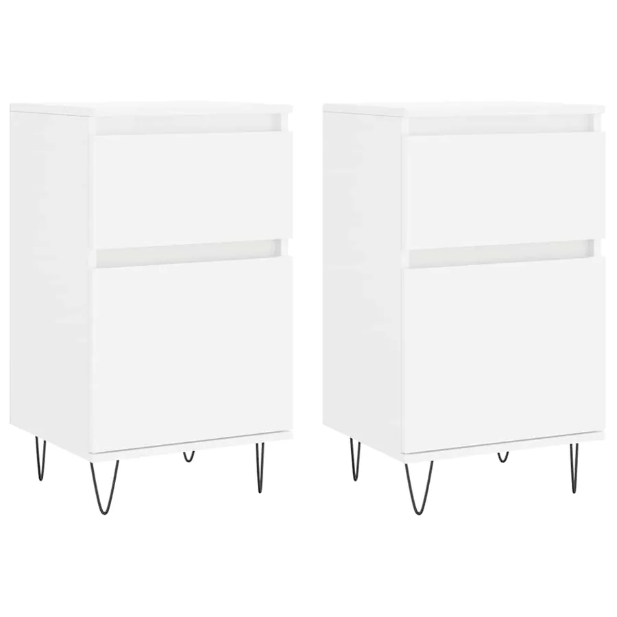 Buffets 2 pcs blanc 40x35x70 cm bois d’ingénierie - 2