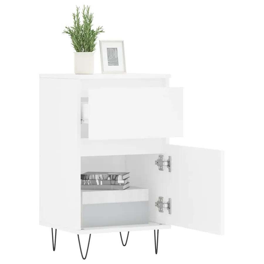 Buffets 2 pcs blanc 40x35x70 cm bois d’ingénierie - 4