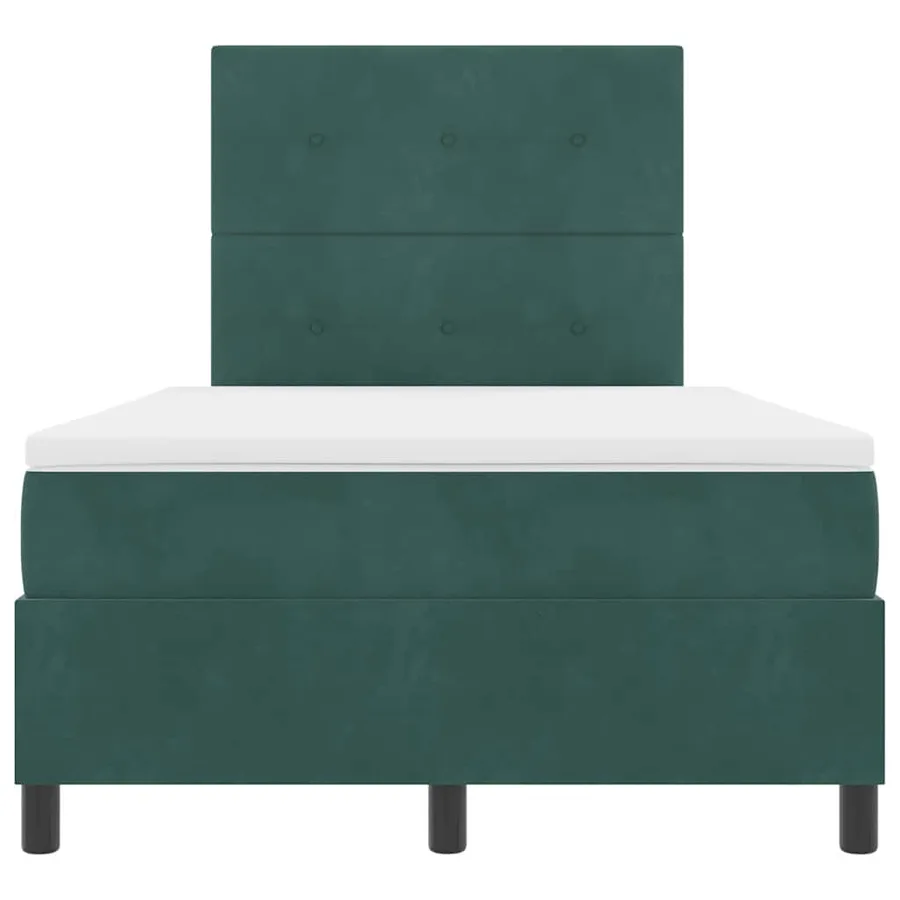 Lit à ressorts avec tête de lit Vert foncé 120 x 190 cm Velours - 7