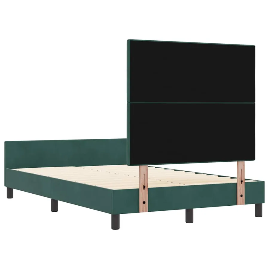 Lit à ressorts avec tête de lit Vert foncé 120 x 200 cm Velours - 9