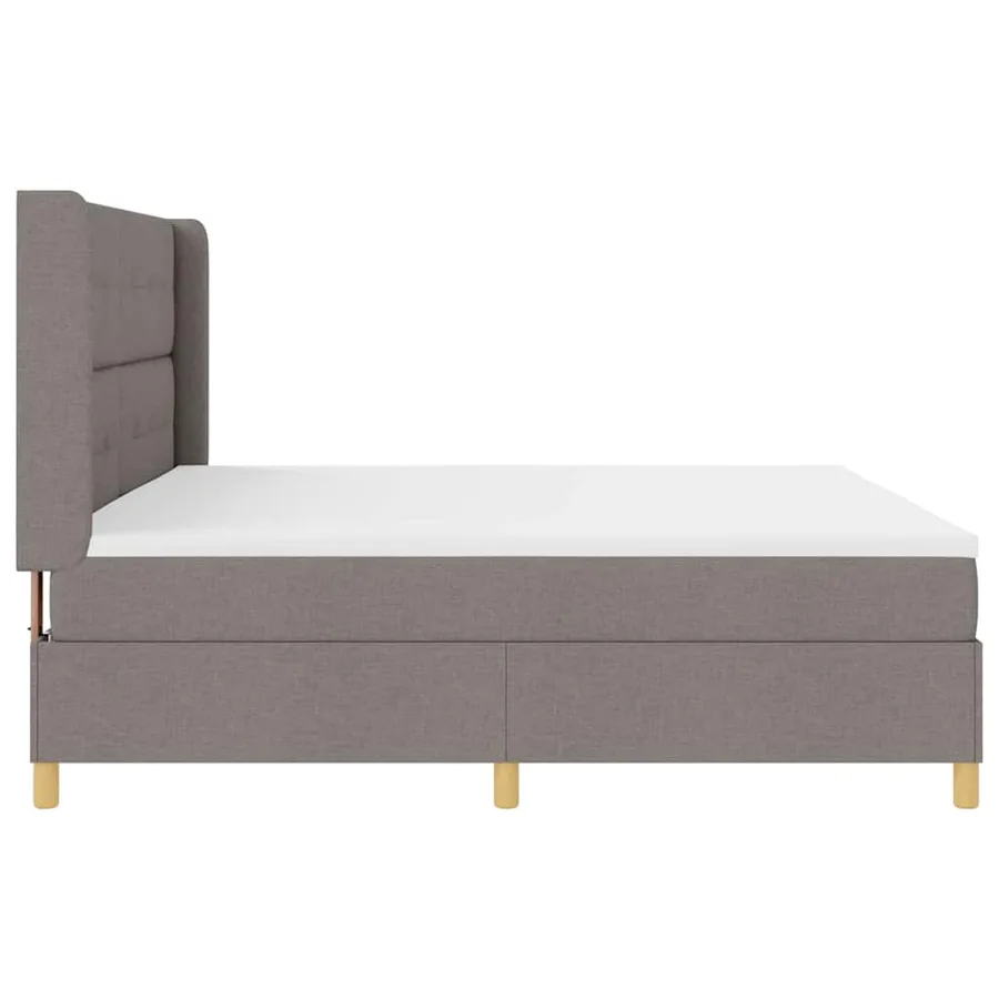 Lit à ressorts avec tête de lit Taupe 200 x 200 cm tissu - 5