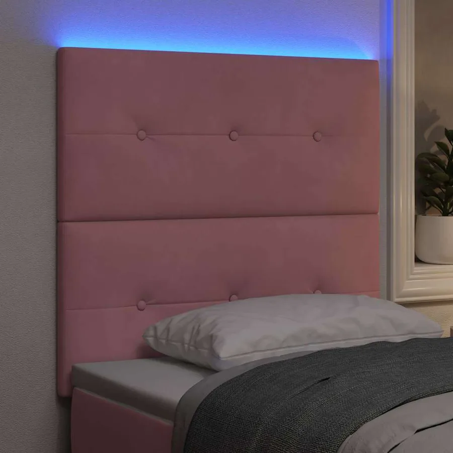 Tête de lit LED avec bandes LED Rose 80 cm Velours - 4