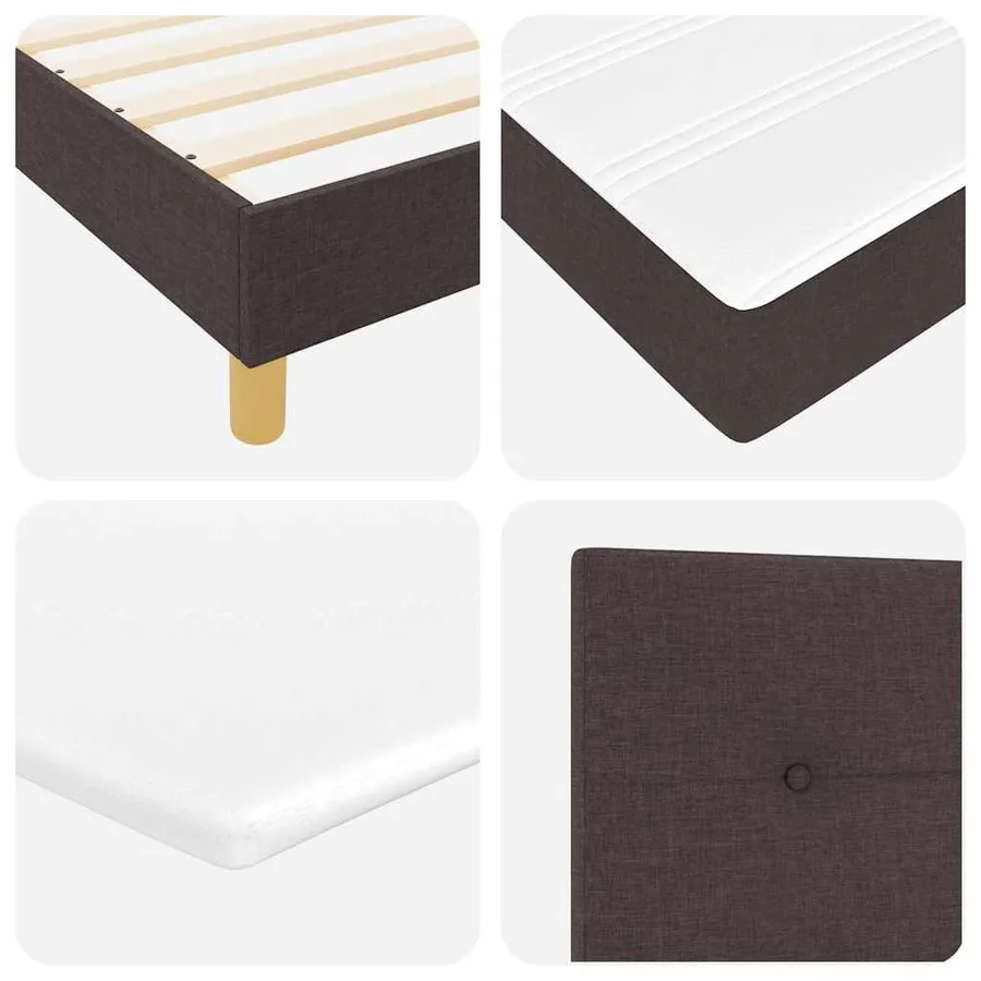 Lit à ressort LED Marron foncé 90 x 190 cm tissu - 11