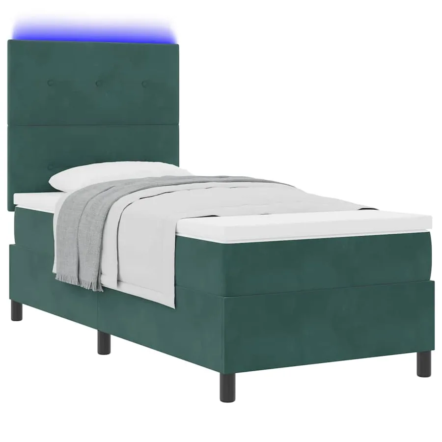 Lit à ressort LED Vert foncé 100 x 200 cm Velours - 3