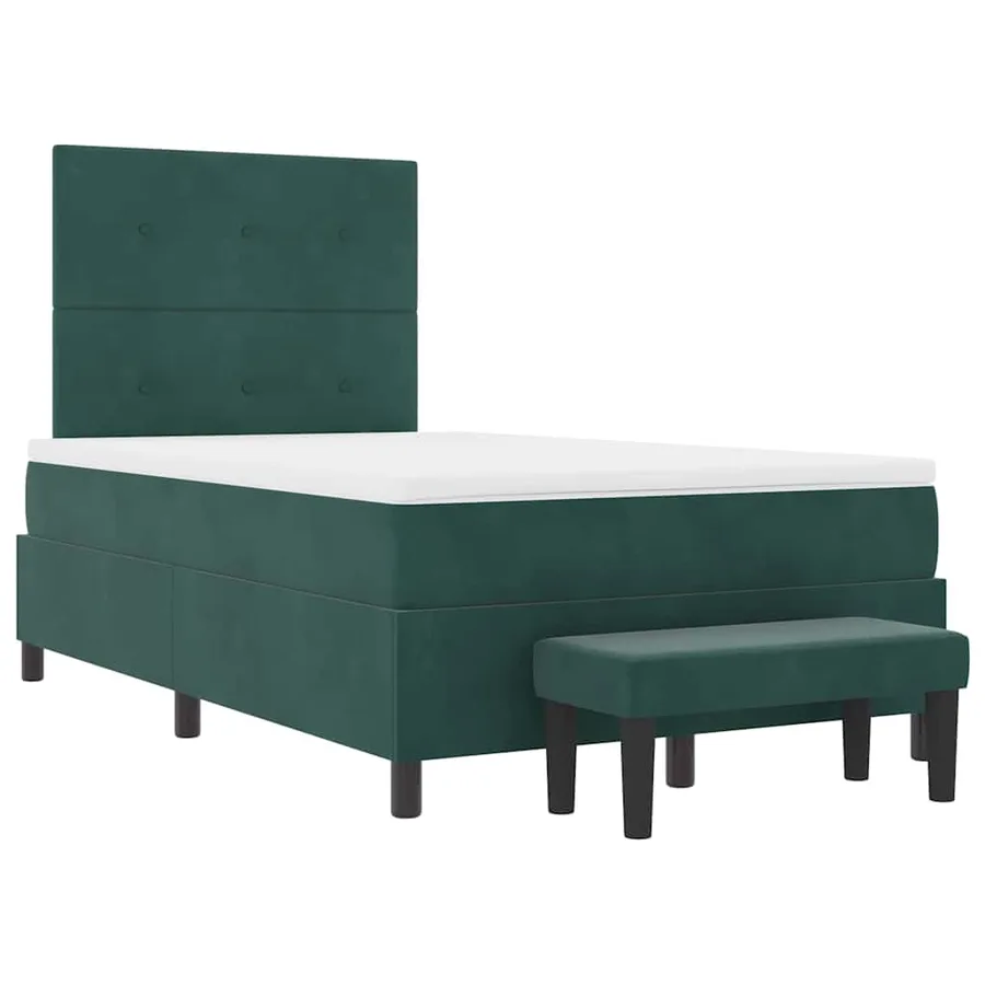 Lit à ressorts avec coussin Vert foncé 190 x 120 cm Velours - 7