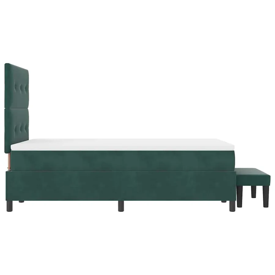 Lit à ressorts avec coussin Vert foncé 190 x 120 cm Velours - 9