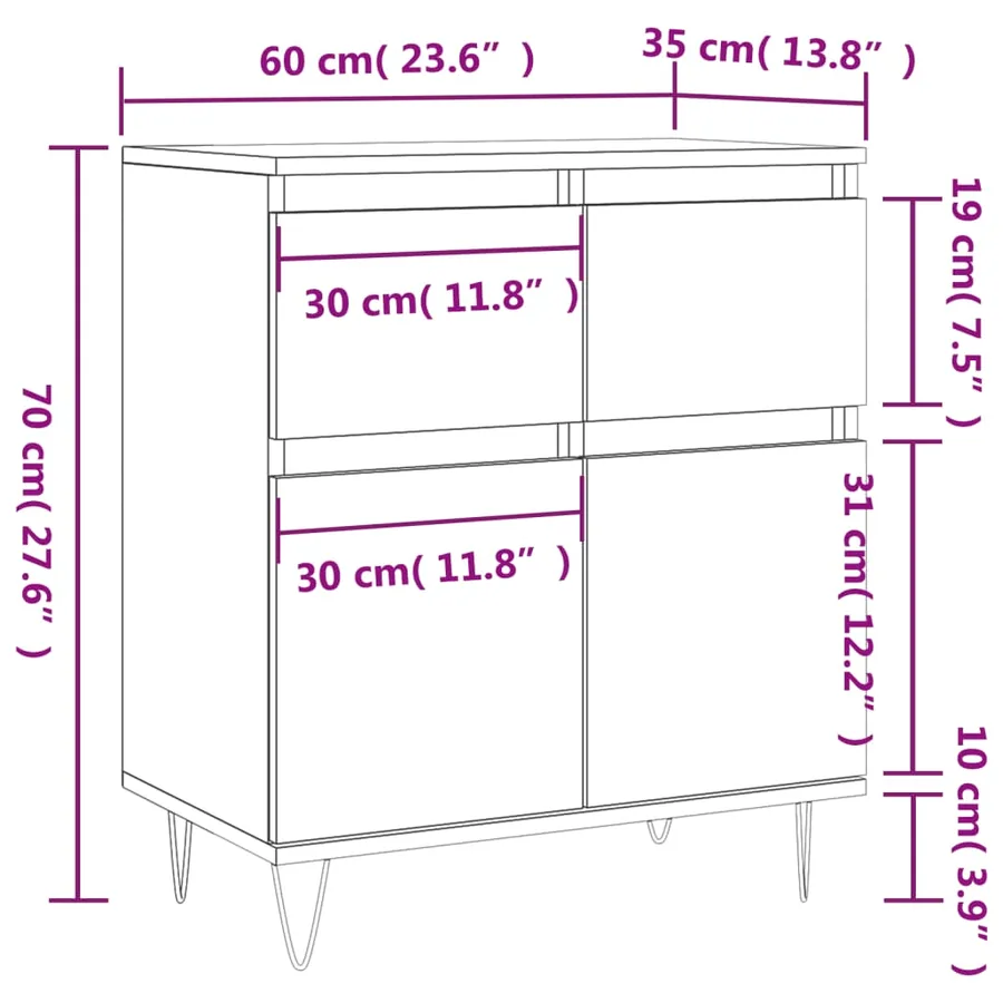 Buffet Chêne fumé 60x35x70 cm Bois d'ingénierie - 11
