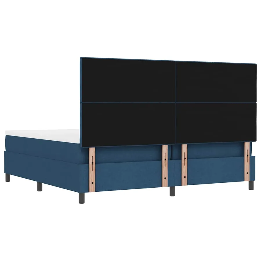 Lit à ressorts avec tête de lit Bleu 200 x 200 cm tissu - 10