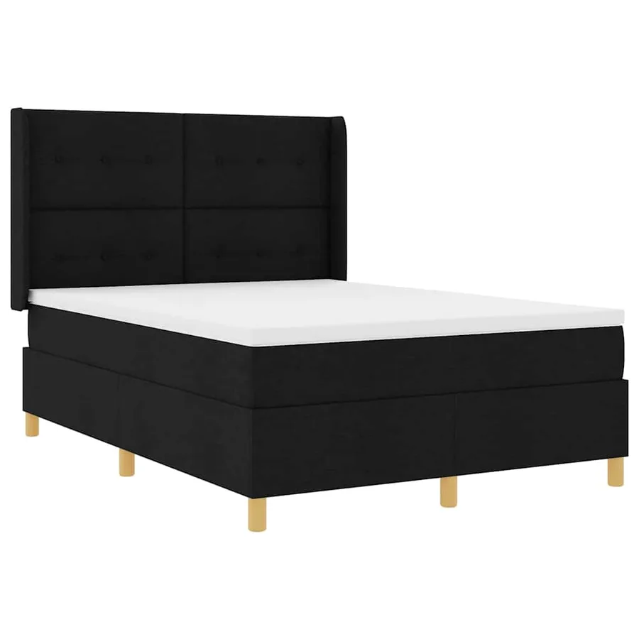 Lit à ressorts avec bandes LED Noir 140 x 190 cm tissu - 2