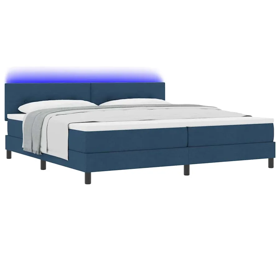 Lit à ressorts avec bandes LED Bleu 200 x 200 cm tissu - 3