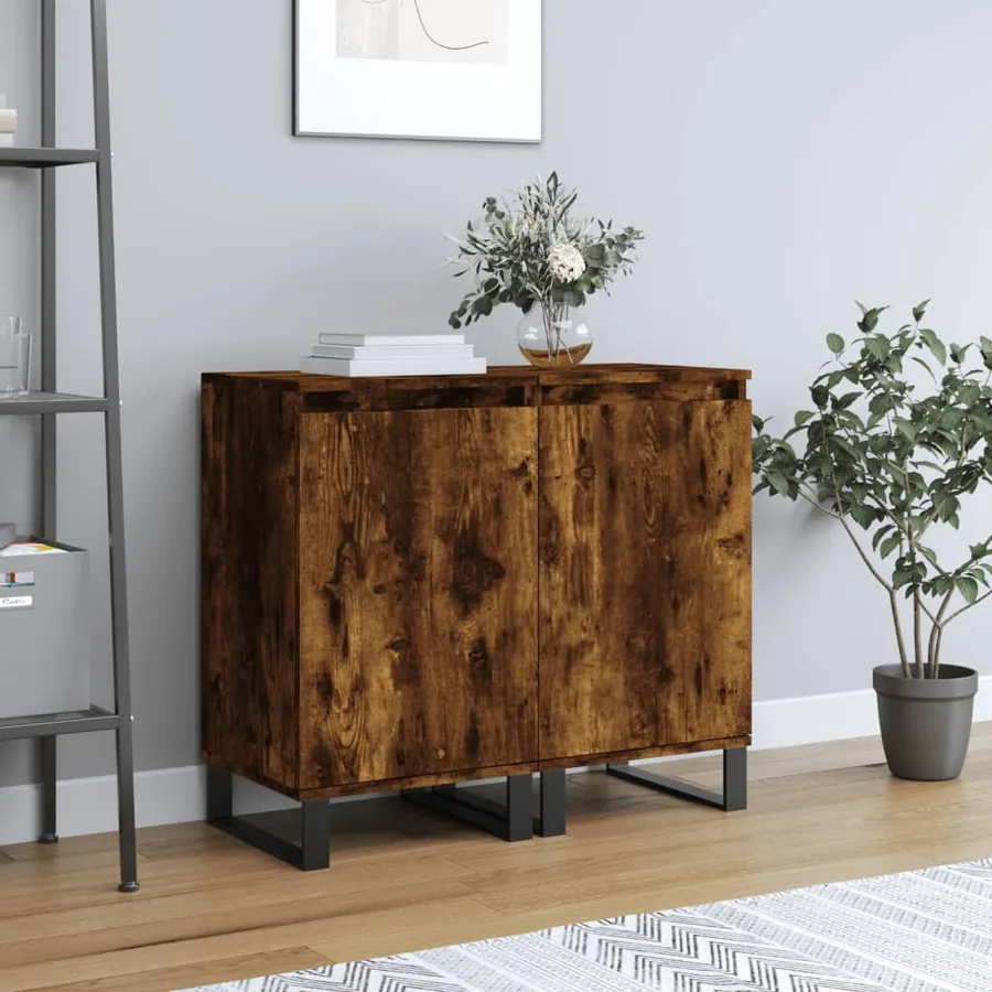 Buffets 2 pcs chêne fumé 40x35x70 cm bois d'ingénierie