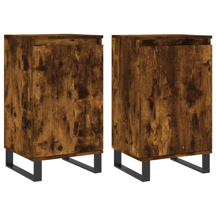 Buffets 2 pcs chêne fumé 40x35x70 cm bois d'ingénierie - 2
