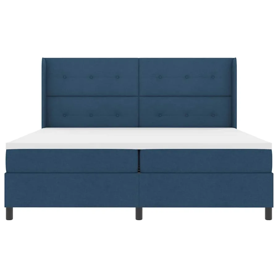 Lit à ressorts avec coussin Bleu 200 x 200 cm tissu - 7