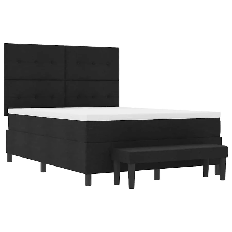Lit à ressorts avec tête de lit Noir 140 x 190 cm tissu - 7