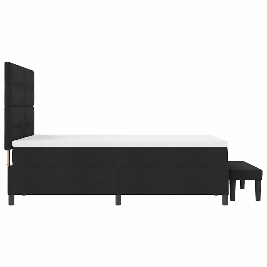 Lit à ressorts avec tête de lit Noir 140 x 190 cm tissu - 9