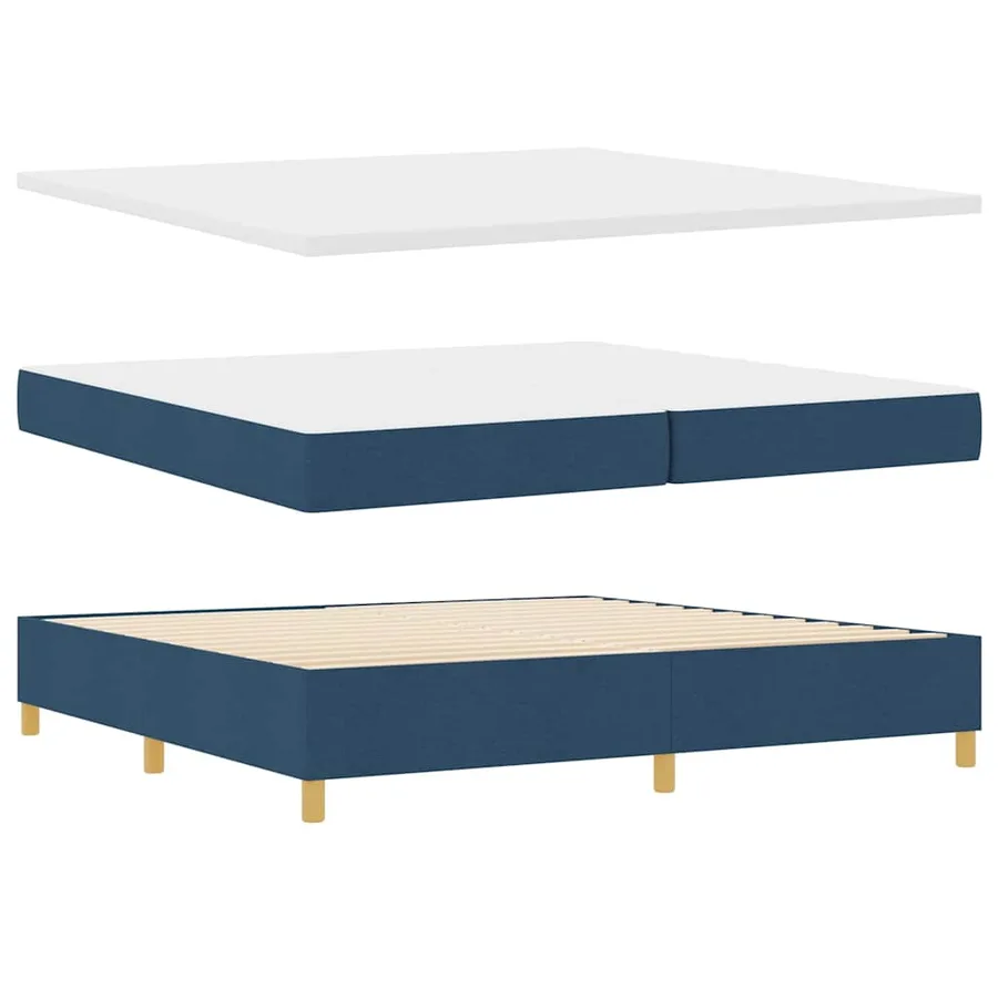 Lit à ressort LED avec tête de lit Bleu 200 x 200 cm tissu - 7